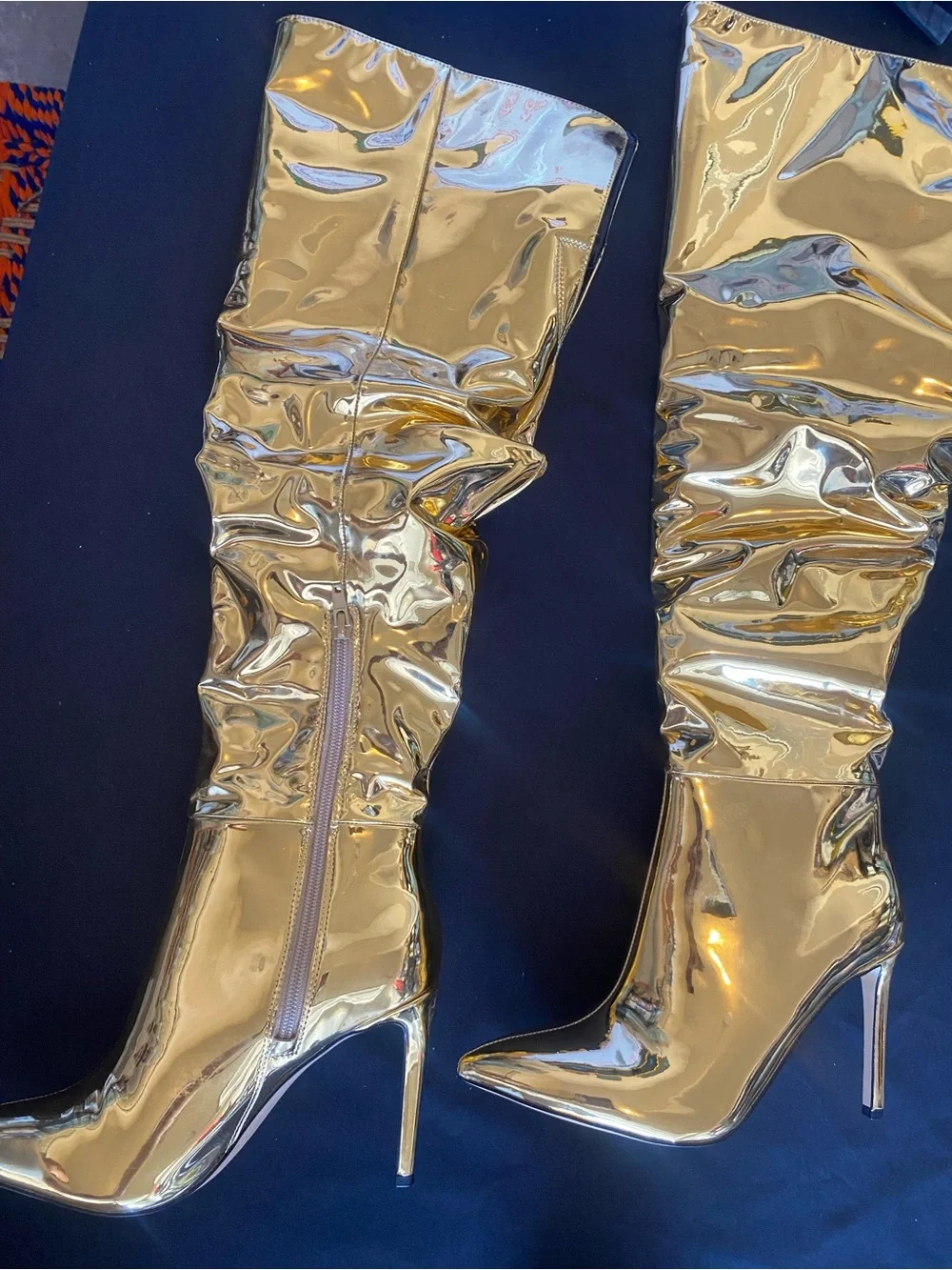 INC International Concepts Metallic Gold Over-the-Knee Stiletto Boots